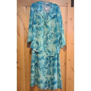 JW Treci 2 Piece Maxi Floral Dress Blazer Plus Size 18 Tie Front Tropical Beachy